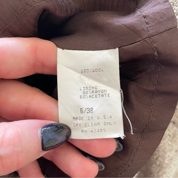 Philippe Adec Paris Vintage Wool Knit Brown Beige 3 Button Blazer Jacket Size 6 - Picture 8 of 11